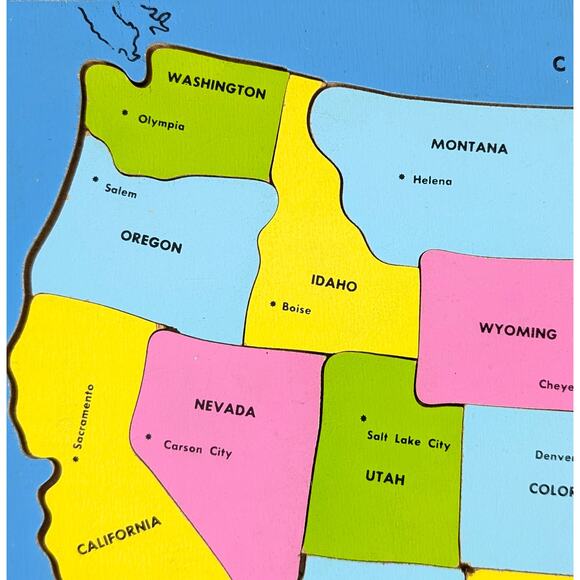 Vintage 1975 Judy/Instructo Wood Inlaid Continental United States Map Puzzle - Picture 6 of 16